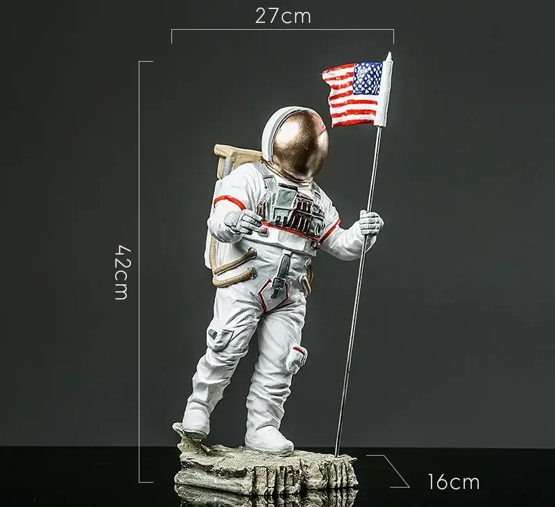 Crafts Space Man American Astronaut Sculpture Rocket Plane Cosmonaut figure model Resin Statue Home Decorations Figurines