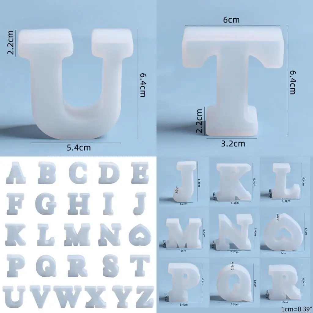 

31BF 26 English Ornaments Epoxy Resin Mold A-Z Letters Decor Silicone Mould