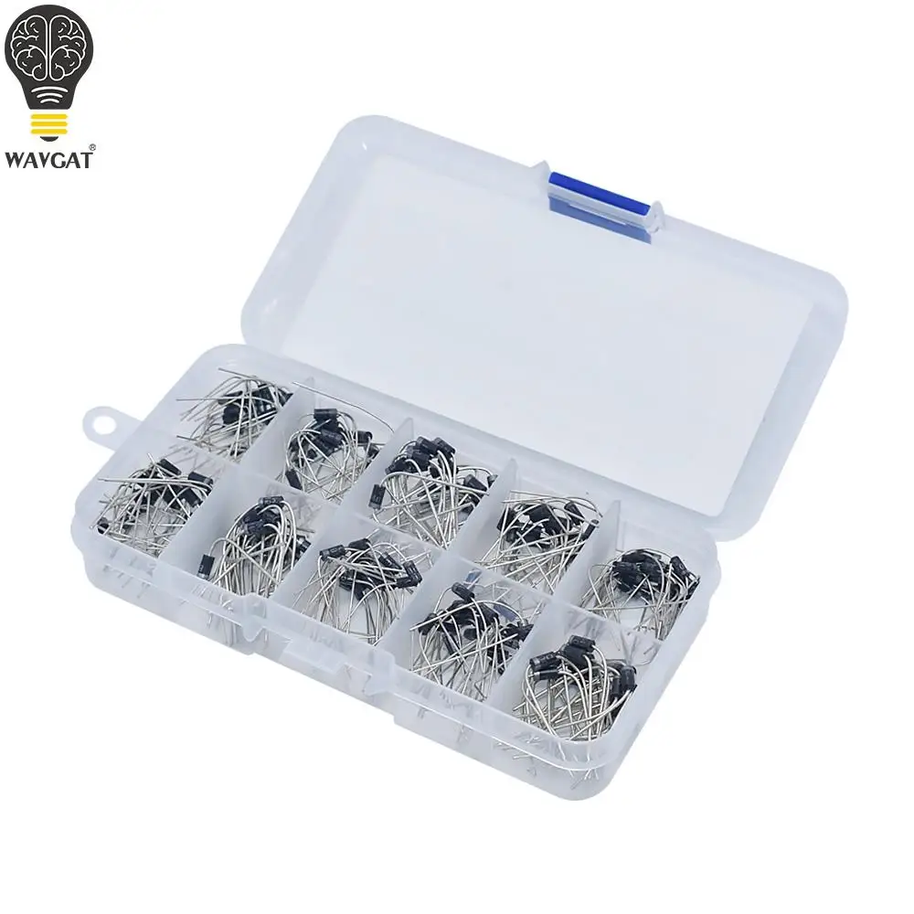 200Pcs 10 Values Rectifier Diode Assorted Kit 1N4001 1N4002 1N4003 1N4004 1N4005 1N4006 1N4007 1N5817 1N5818 1N5819 + Box