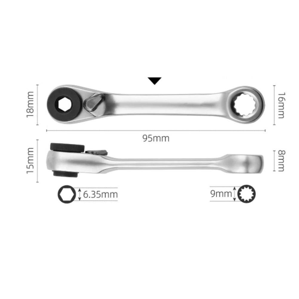 Mini 1/4 Double Ended Quick Socket Ratchet Wrench Rod Screwdriver Bit Tools Ratchet Handle Wrench