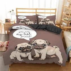 Dog Print Bedding Set Pug Retriever Corgi Dog Duvet Cover Microfiber Cute Pet Animal Queen Quilt Cover for Girls Boys Kids Room