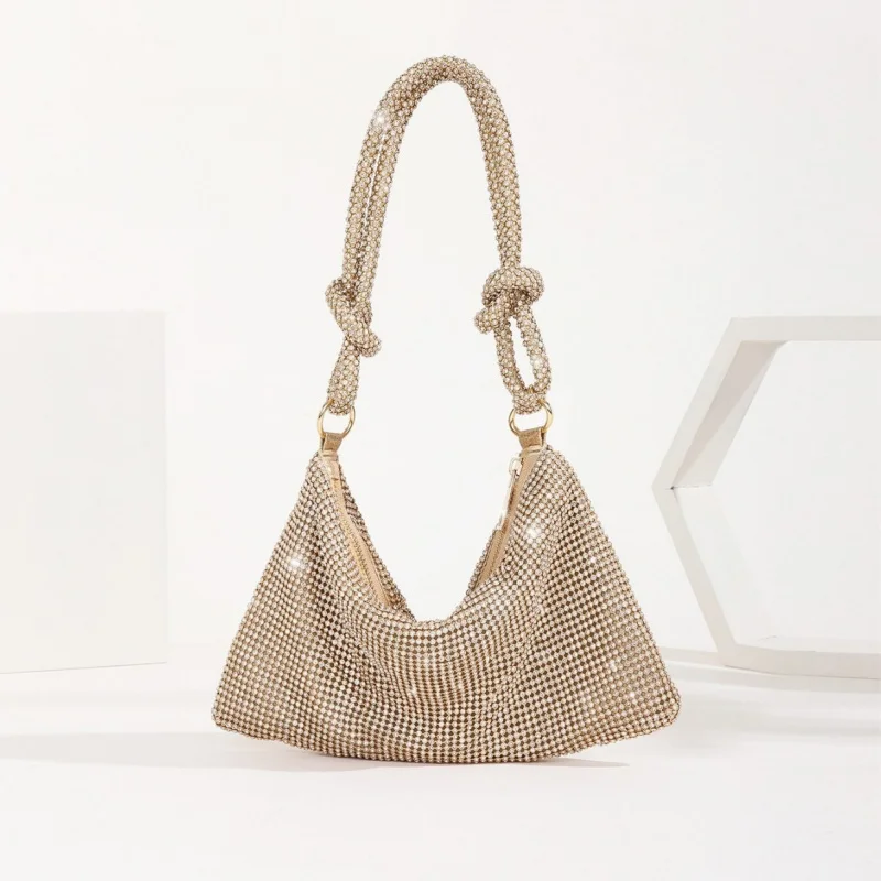 【a Large Number of Spot Goods】-Border Hot Evening Bag Handmade Banquet Evening Bag Flash Knot Bag