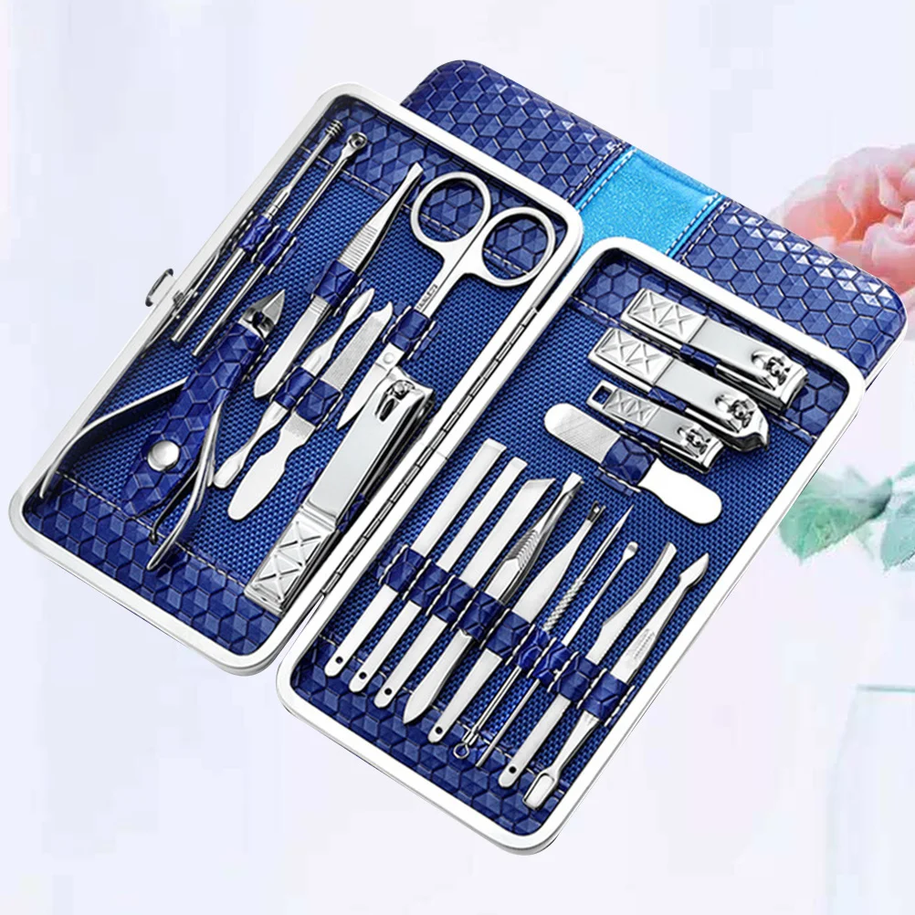 

21Pcs Metal Nail Manicure Set Strong Stainless Steel Nail Clippers Cutter File for Clean Neat Nails At Home Toe Finger Manicure