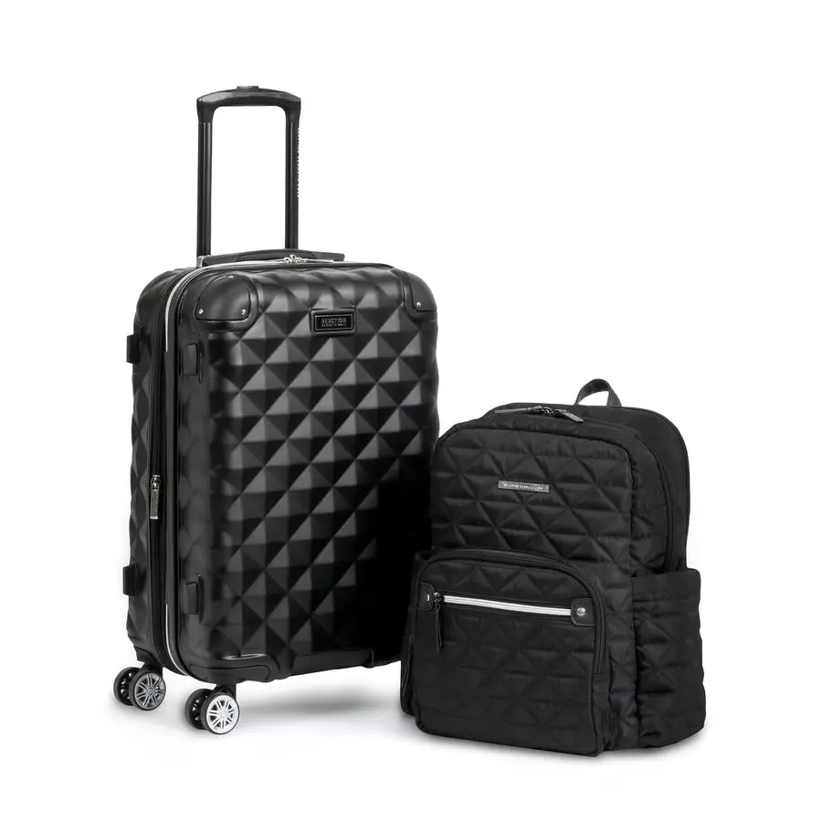 

Tower Collection Lightweight Hardside Expandable 8Wheel Spinner Travel Luggage, Black, 2Piece Bundle Carry On Backpack