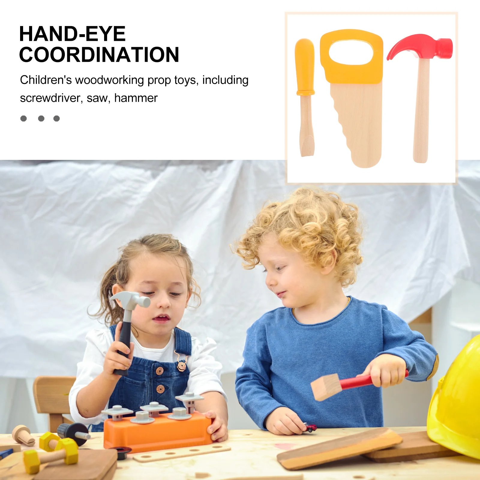 1 مجموعة 1 مجموعة مجموعة أدوات خشبية للأطفال التظاهر اللعب أدوات البناء مطرقة خشبية مفك المنشار محاكاة أداة تعليمية #1