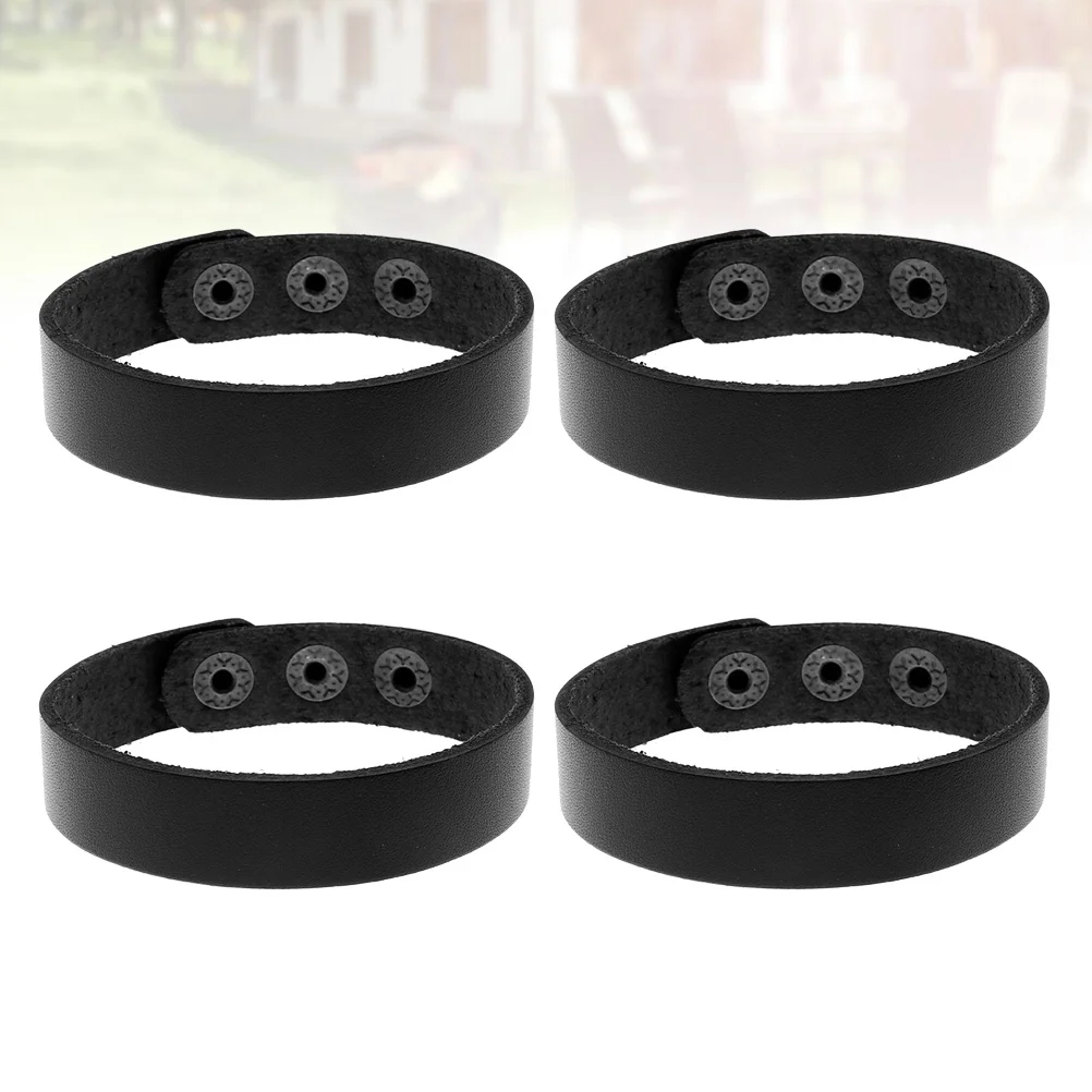 

4Pcs Bracelet Cowhide 1.6cm Simple Stylish Wristband Unisex Daily Wearing Couples Gift Bracelet