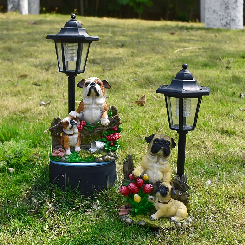 Garden Solar Light Puppy Grease Ornament Garden Ornament Sculpture Resin Craft Gift