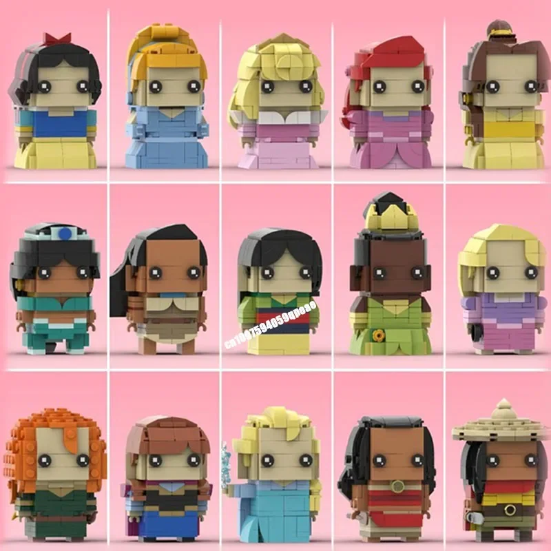 

Новая популярная мультяшная серия, персонаж принцессы с квадратной головкой, набор фигурок, модель, творческие идеи «сделай сам», детские игрушки, подарки, головоломка на заказ