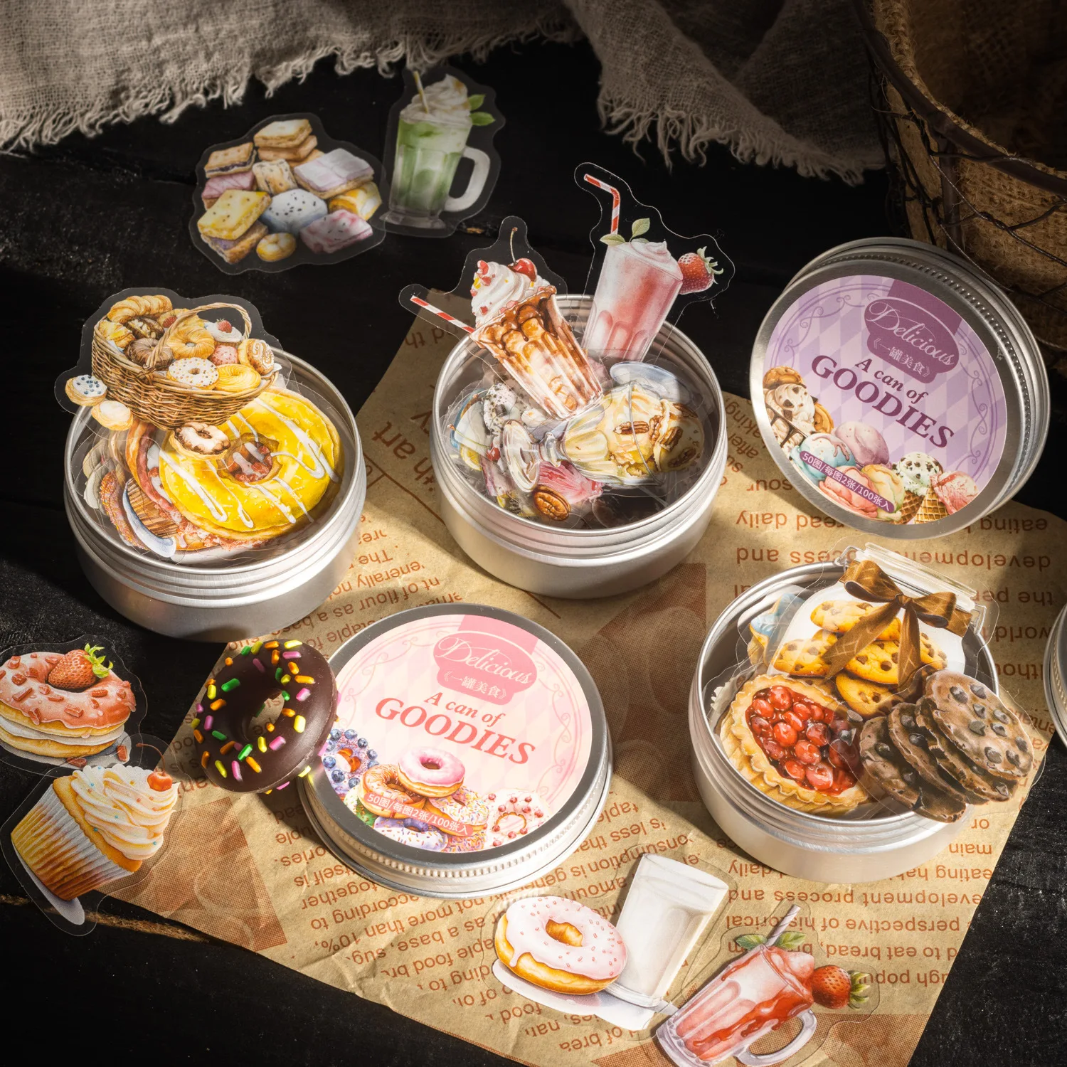 

100pcs Kawaii Stationery Stickers A can of delicious food Junk Journal Diary Planner Decorative Mobile Sticker Scrapbooking