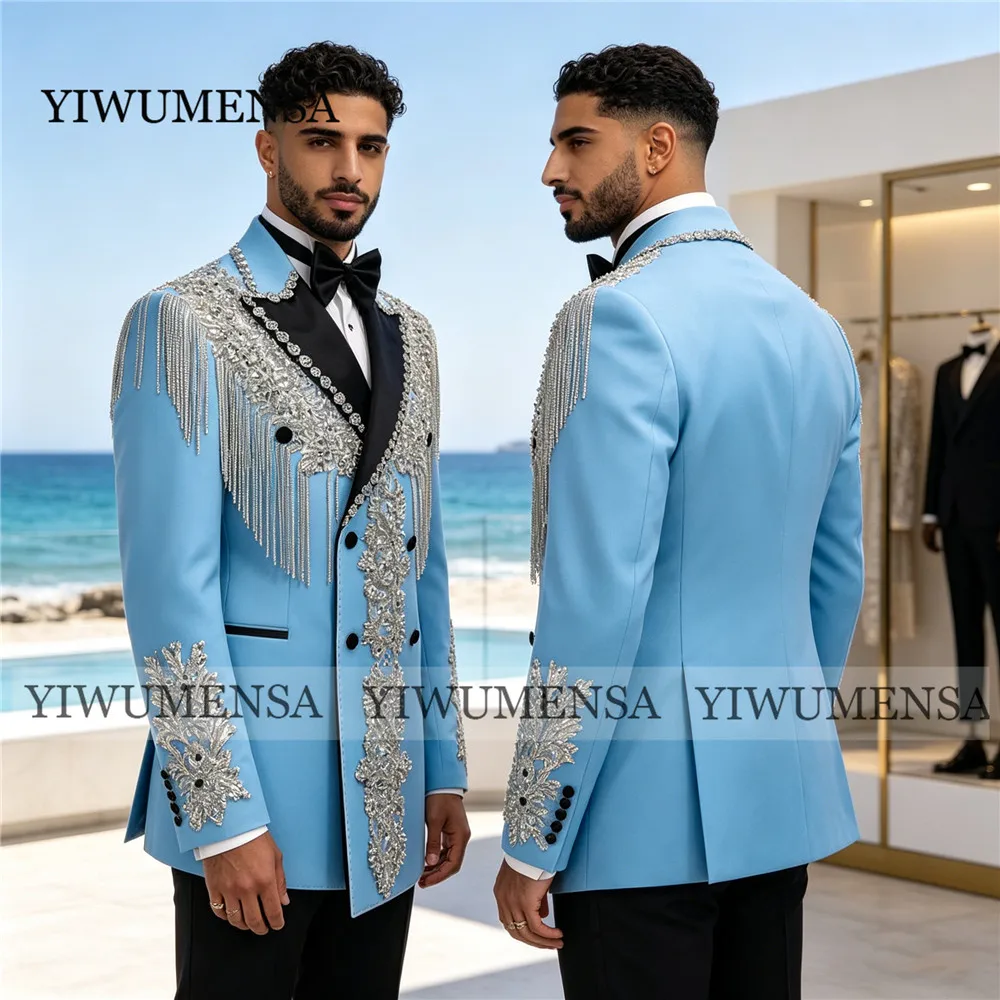 

Роскошные мужские костюмы с бисером и стразами, комплекты из 2 предметов, пиджаки с открытой спиной, индивидуальный пошив, смокинги для жениха, наряды для торжественных мероприятий, мужская одежда