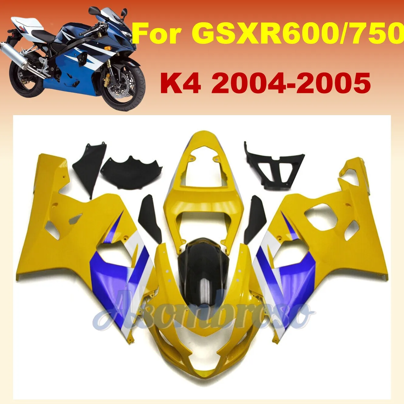 

Желто-синий комплект высококачественных обтекателей для Suzuki GSXR600 750 2004 2005 GSXR750 04 05 K4 GSXR 600 ZXMT Комплекты обтекателей