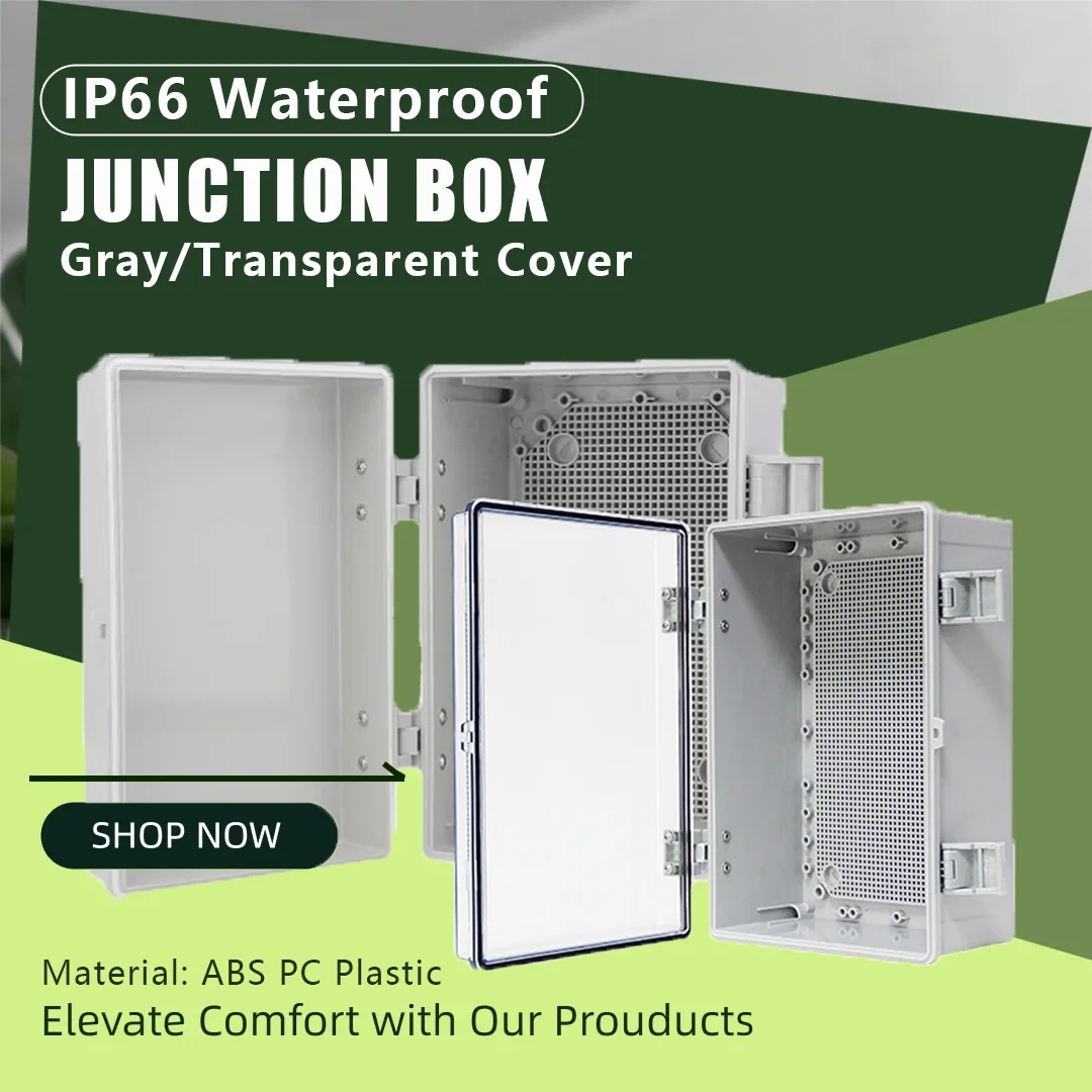 IP66 Outdoor Electronic Box Instrument Hinge Case Gray/Transparent Cover Enclosure ABS Plastic Waterproof Juction Box