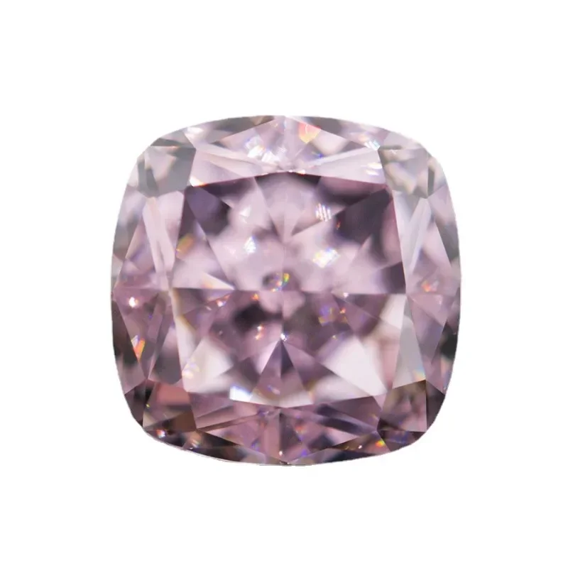 Cubic Zirconia Cushion Shape Crushed Ice Cut Light Pink Gemstones Synthetic Lab Zircon CZ 4K Cutting 5A+ Jewelry Making Material