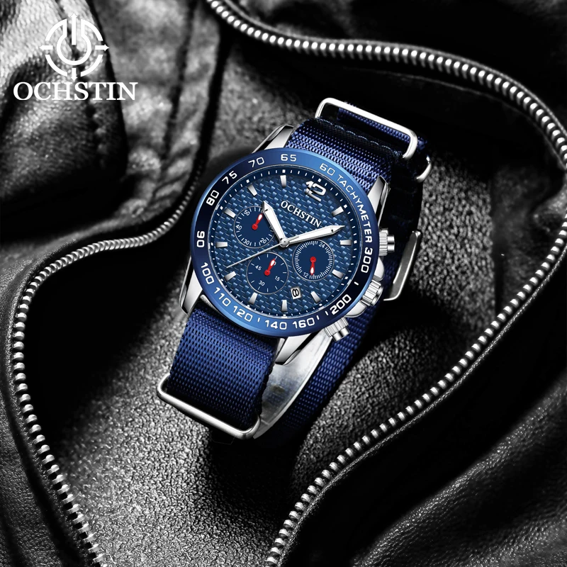 OCHSTIN creative nylon series multi-function quartz core new fashion 2024 men's quartz watch men's waterproof wristwatch