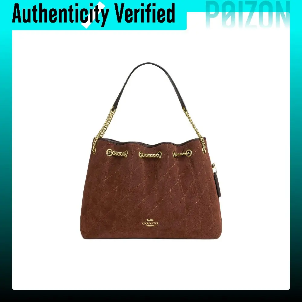 COACH Split Cow Leather Trash Bag, Shoulder Bag Large Women's Brown CCZ80-IMYEF