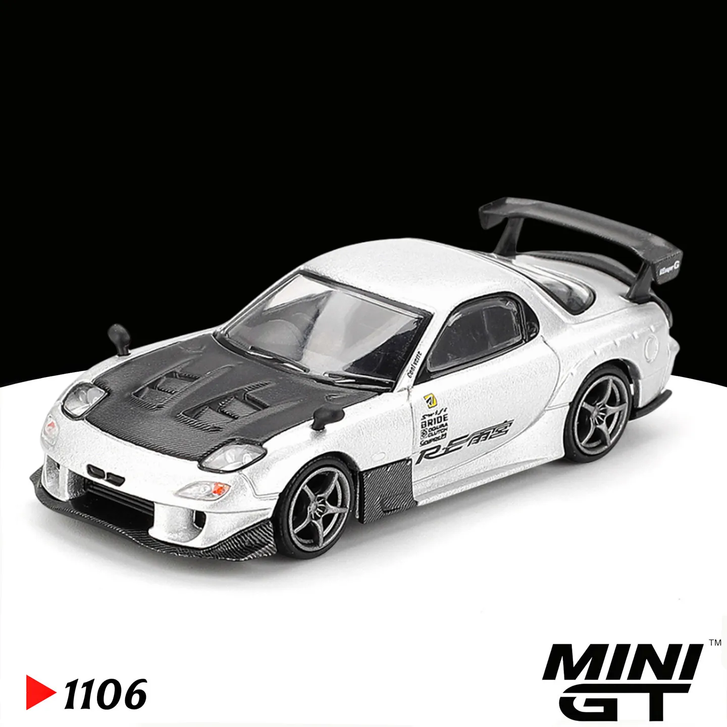 

MINI GT 1:64 Mazda RX-7 RE-Amemiya Silver Metallic Alloy Die Cast Car Model Collection Gift in Stock