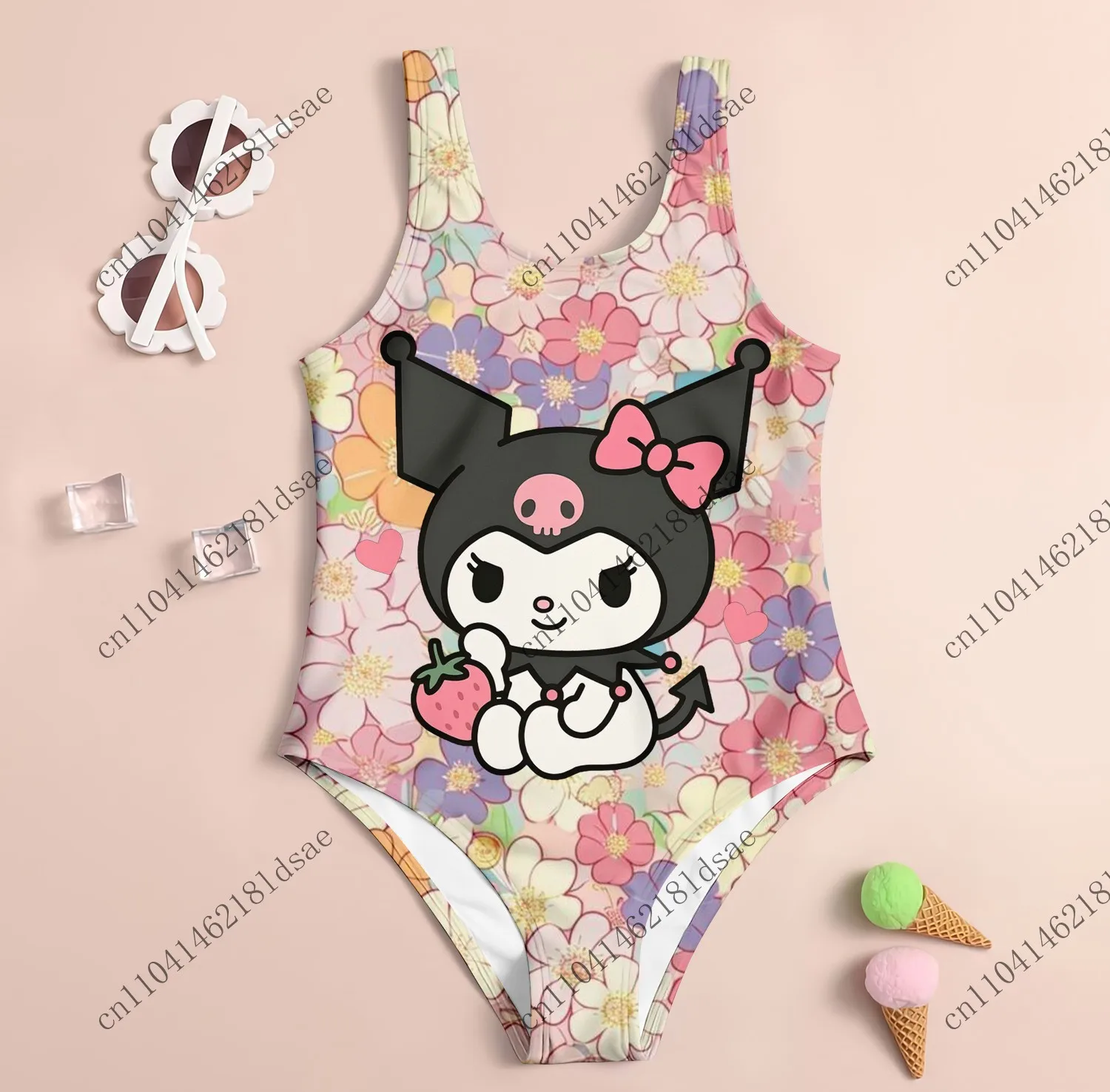 ملابس سباحة مطبوعة ثلاثية الأبعاد سانريو كورومي للسباحة على شاطئ البحر والرياضات الخارجية والمنزل من ألياف البوليستر قابلة للتنفس للأطفال البالغين والنساء اللطيفة #2