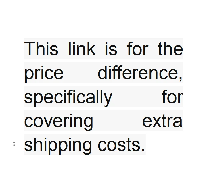 This link is for the price difference, specifically for covering extra shipping costs.