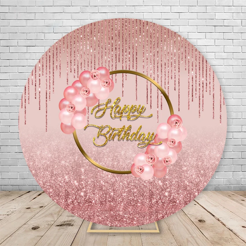 Pink Birthday Round Background Cover Gold Flash Floral Adult Girl Portrait Custom Background Photography Studio Supplies