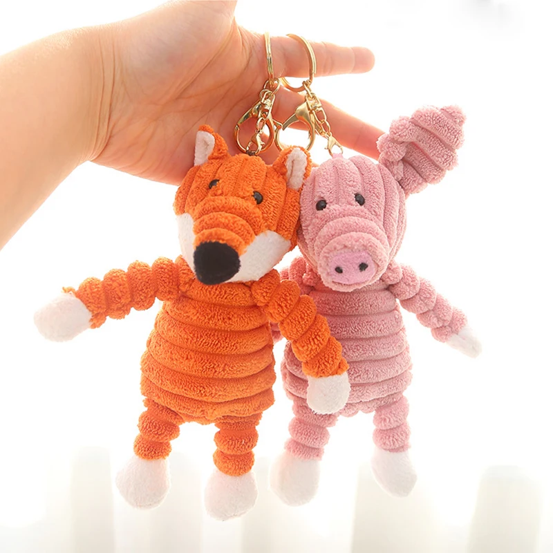 Mini llavero de peluche de 15cm, bonito llavero de dibujos animados de zorro, conejito, pato, Panda, León, mono, bolsa, accesorios, juguetes de peluche