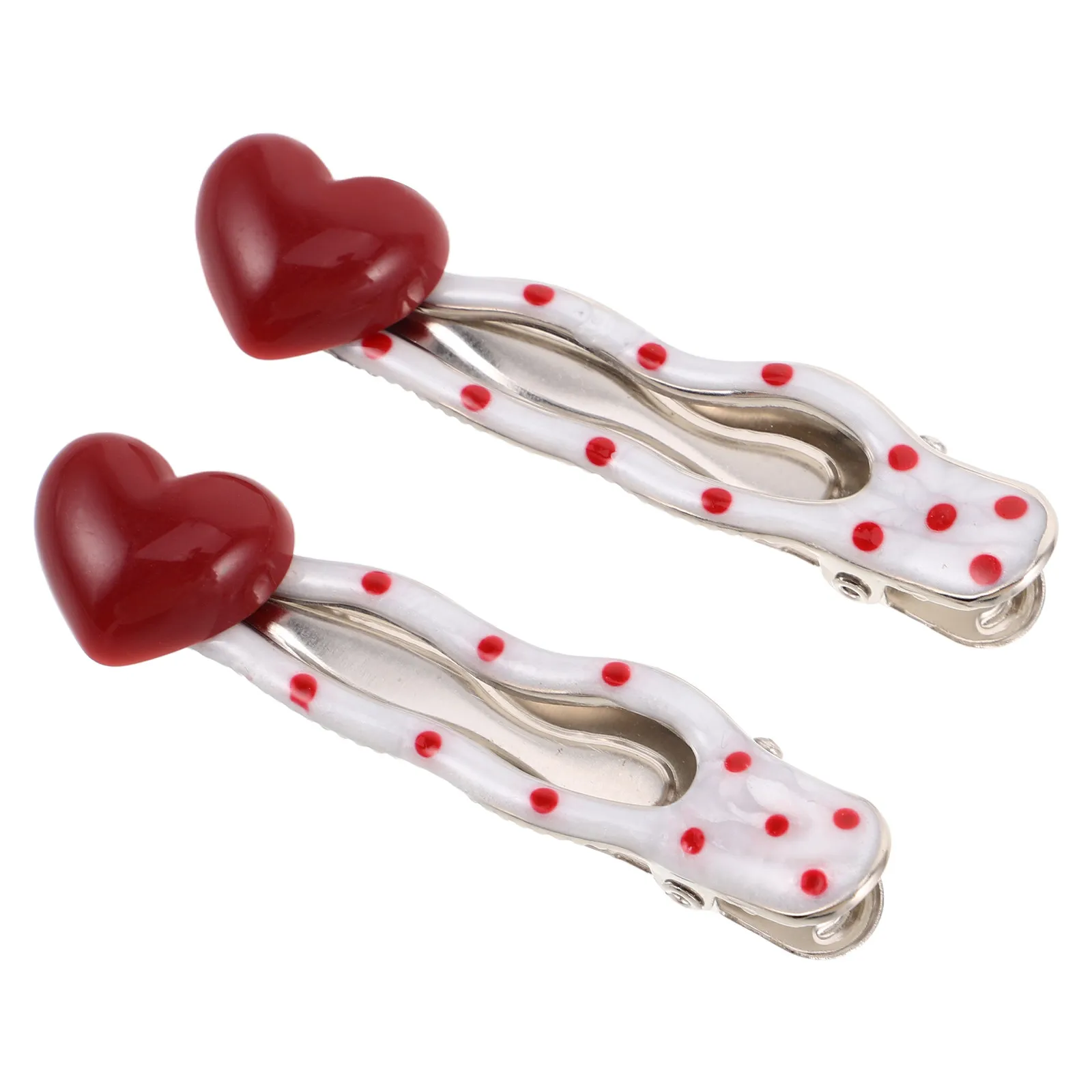 

2Pcs Heart Dot Pattern Hair Clips for Women Fancy Small Decorative Barrettes Elegant Side Hairpins for Daily Wear Valentine Date