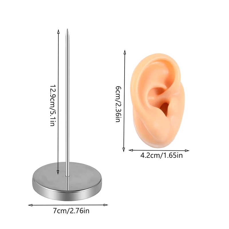 Modèle d'oreille humaine en silicone souple pour appareil auditif, simulation d'oreille, accessoires d'affichage, outils fuchsia, boucles d'oreilles d'affichage de bijoux