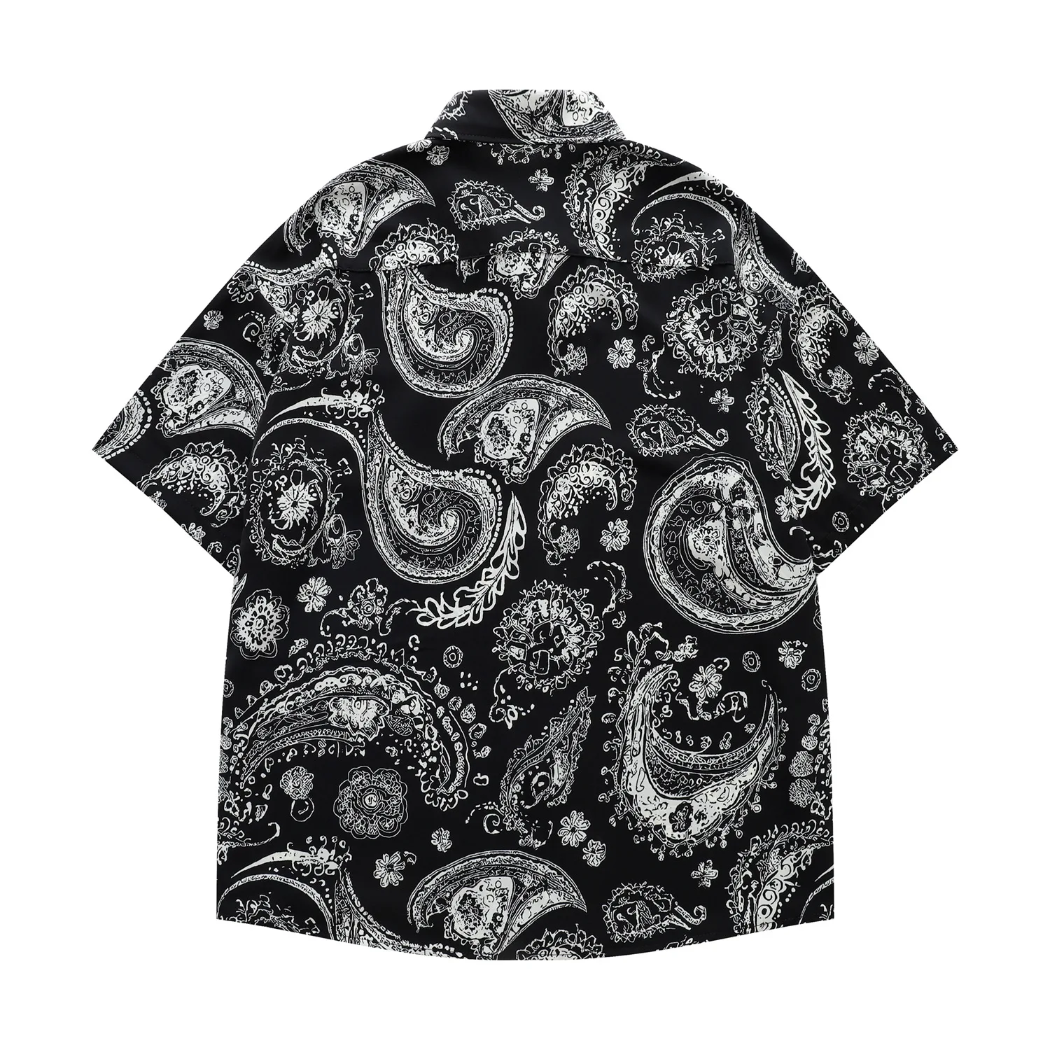 Men Women Vintage Paisley Hawaiian Aloha Shirt Summer Loose Breathable Short Sleeve Top Casual Beach Couple Resort Wear