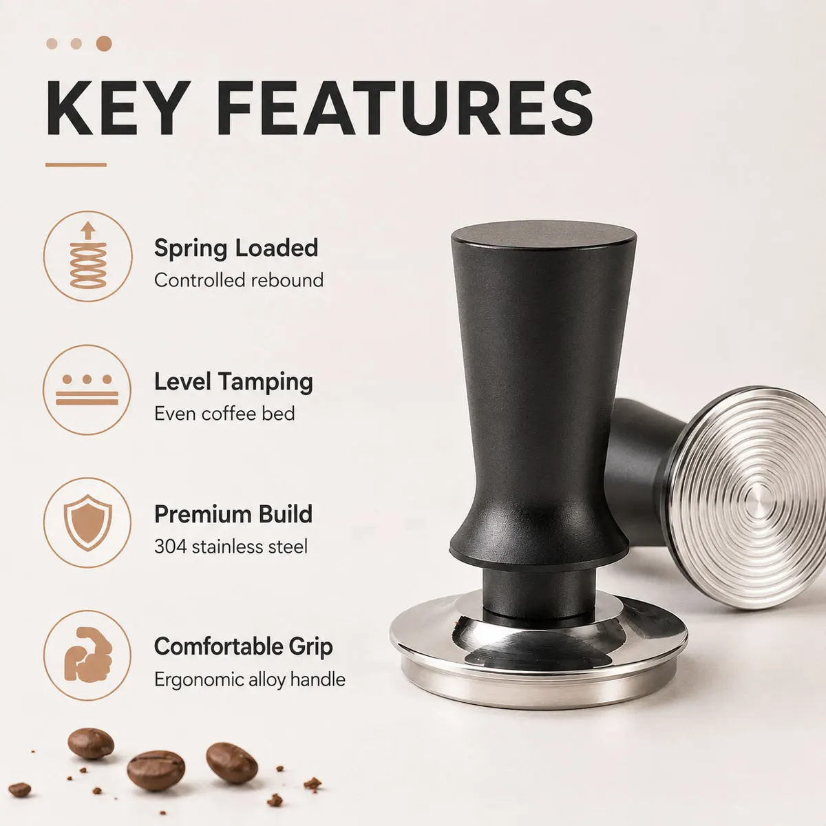 1pcs 51/53/58 mm Coffee Tamper, Tamping Tool, Aluminum Handle and Stainless Steel Base, Professional Coffee Leveler Tool. - view 3