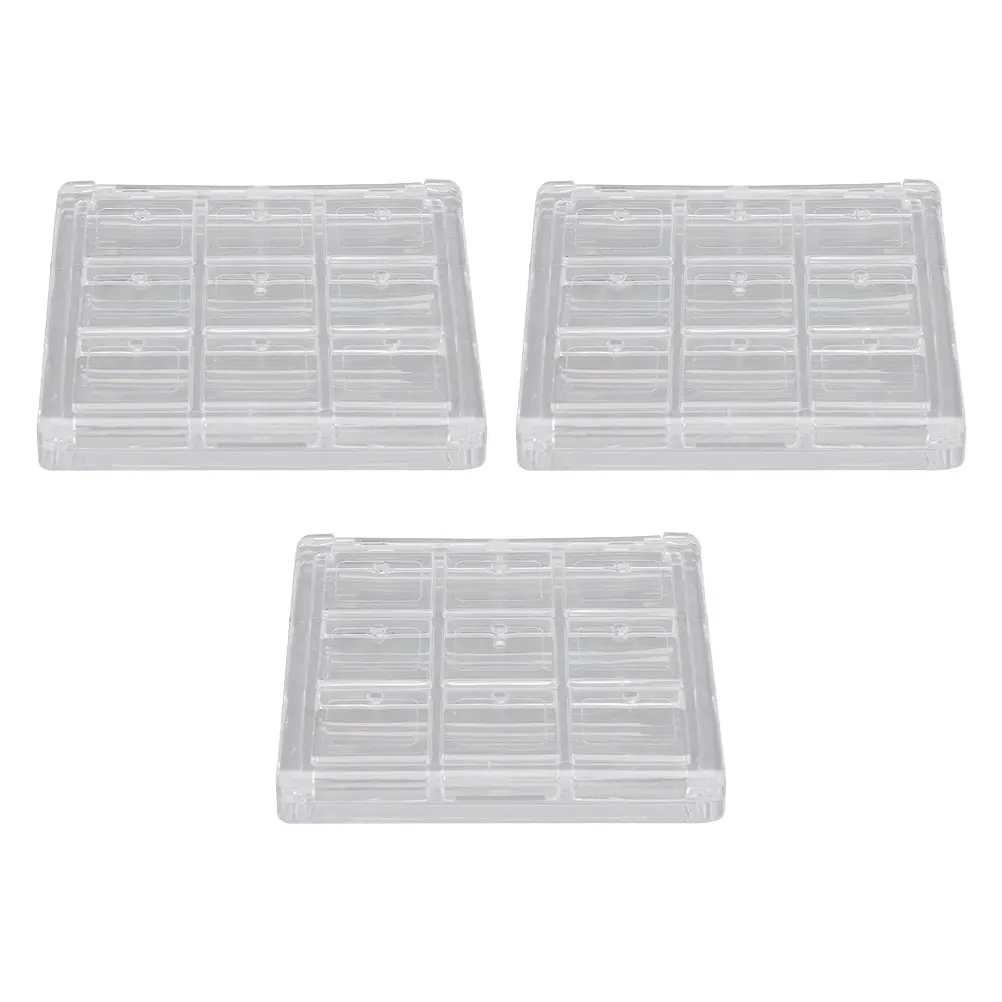 

3 Pcs Box Empty Palette 9 Grids Square Transparent Cosmetics Case Eyeshadow Cases Travel Size DIY Storage Container