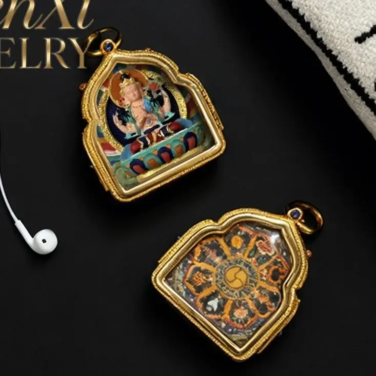 

Manjushri Bodhisattva, Zakiram, Amitabha Buddha, Great Sun Buddha, Thangka Pendant Luxury Quality Jewelry Exquisite Charms Gift