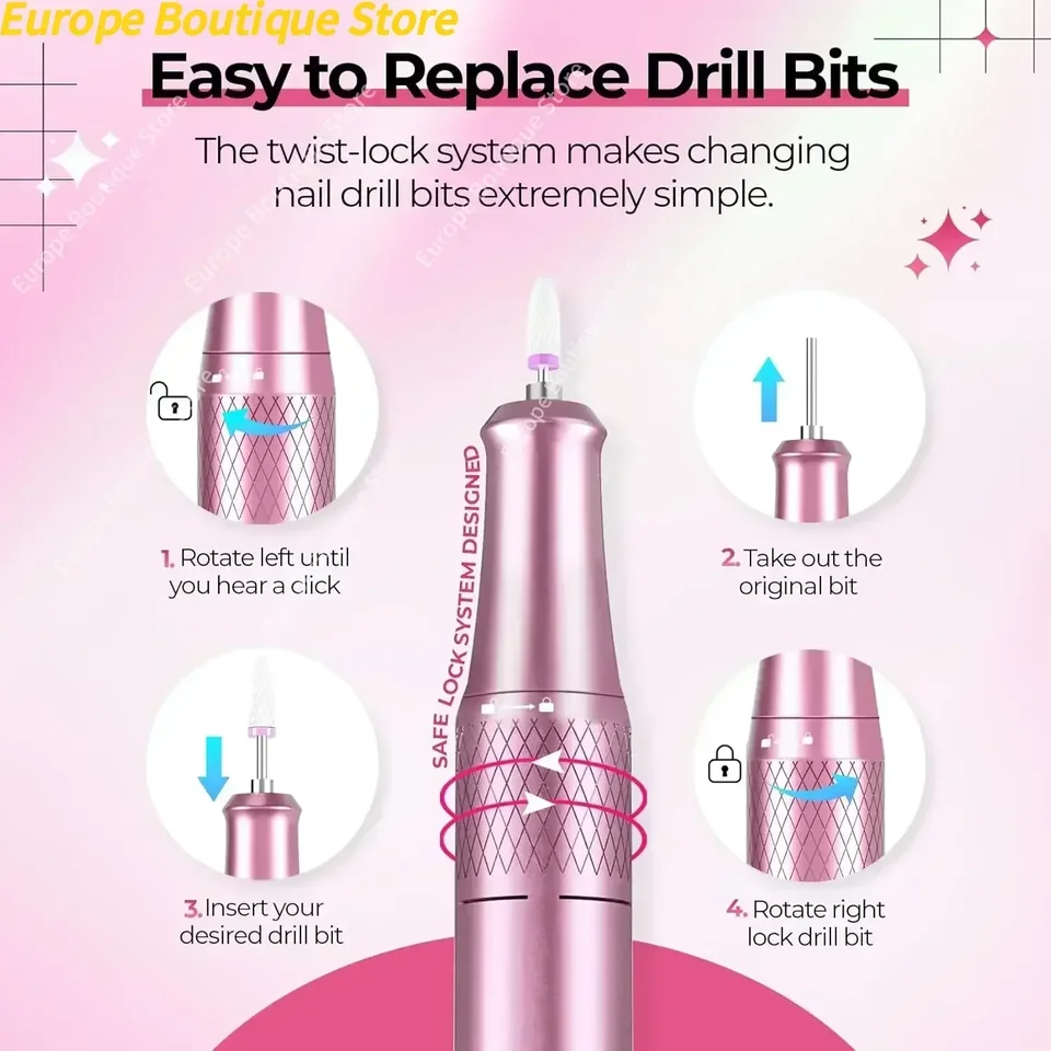 Nuevo 2026 Taladro Eléctrico para Uñas 40000RPM Pantalla LCD Profesional Lima de Uñas Kit de Manicura y Pedicura para Uñas Acrílicas Gel 4