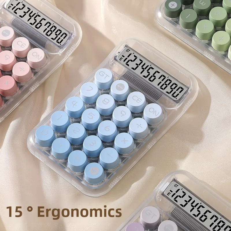 Transparent Gradient Large-Key Calculator with Large Screen, Electronic 10-Digit Display, Specifically for Students