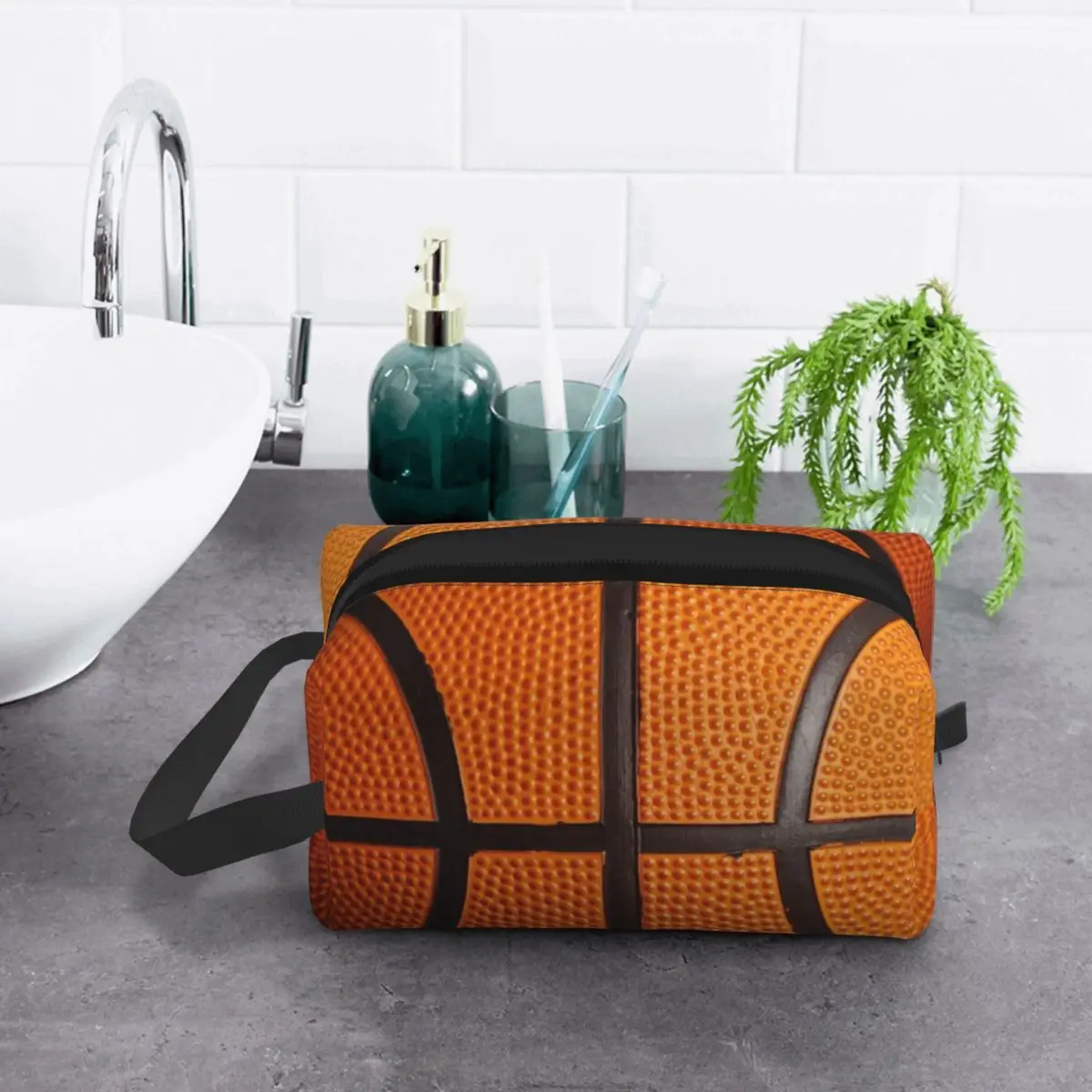 Custom Basketball Pattern Toiletry Bag Women Sport Cosmetic Makeup Organizer Ladies Beauty Storage Dopp Kit Box