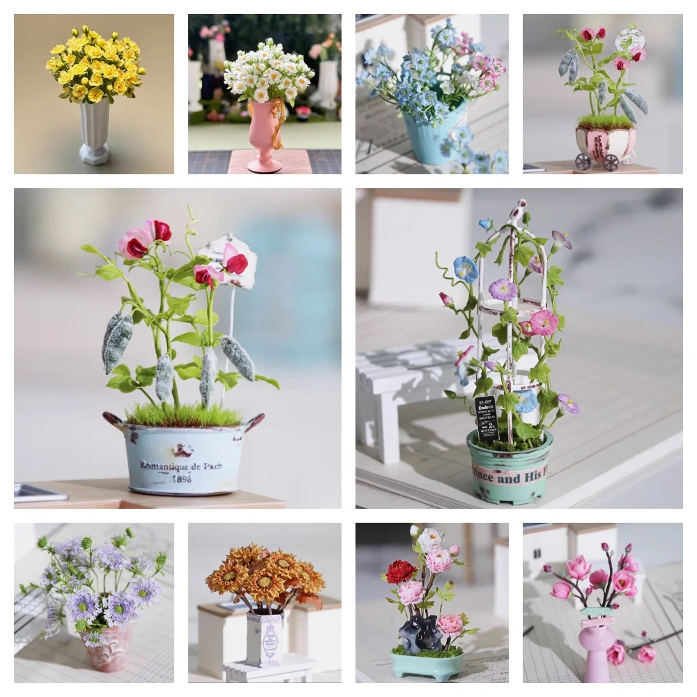 

Custom Miniature Clay Flower Roses Lilies Orchids Magnolia Morning Glory for Dollhouse DIY Terrarium Fairy Garden Decor Bjd Doll