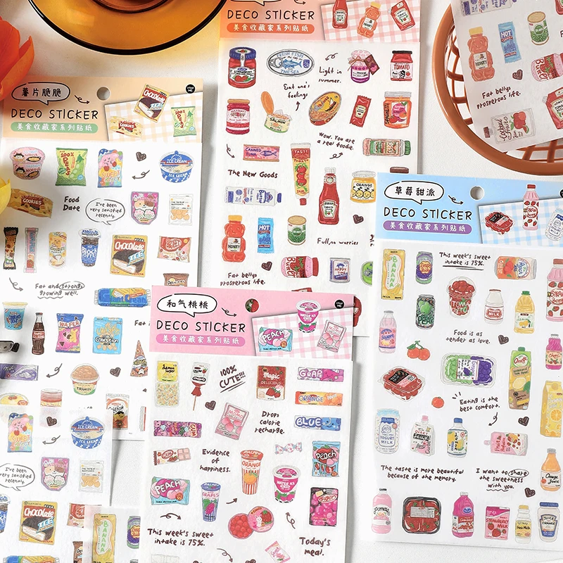 Cute Snack Food Sticker Scrapbooking Material Junk Journal Supplies Kawaii Diary Deco Stickers Notebook DIY Decoration Craft