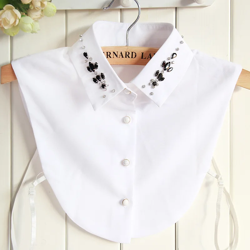 

Linbaiway Embroidery Fake Collar Women Half Shirt Vest Detachable False Collar Faux Cols Lapel Female Shirt Sweater Necklace