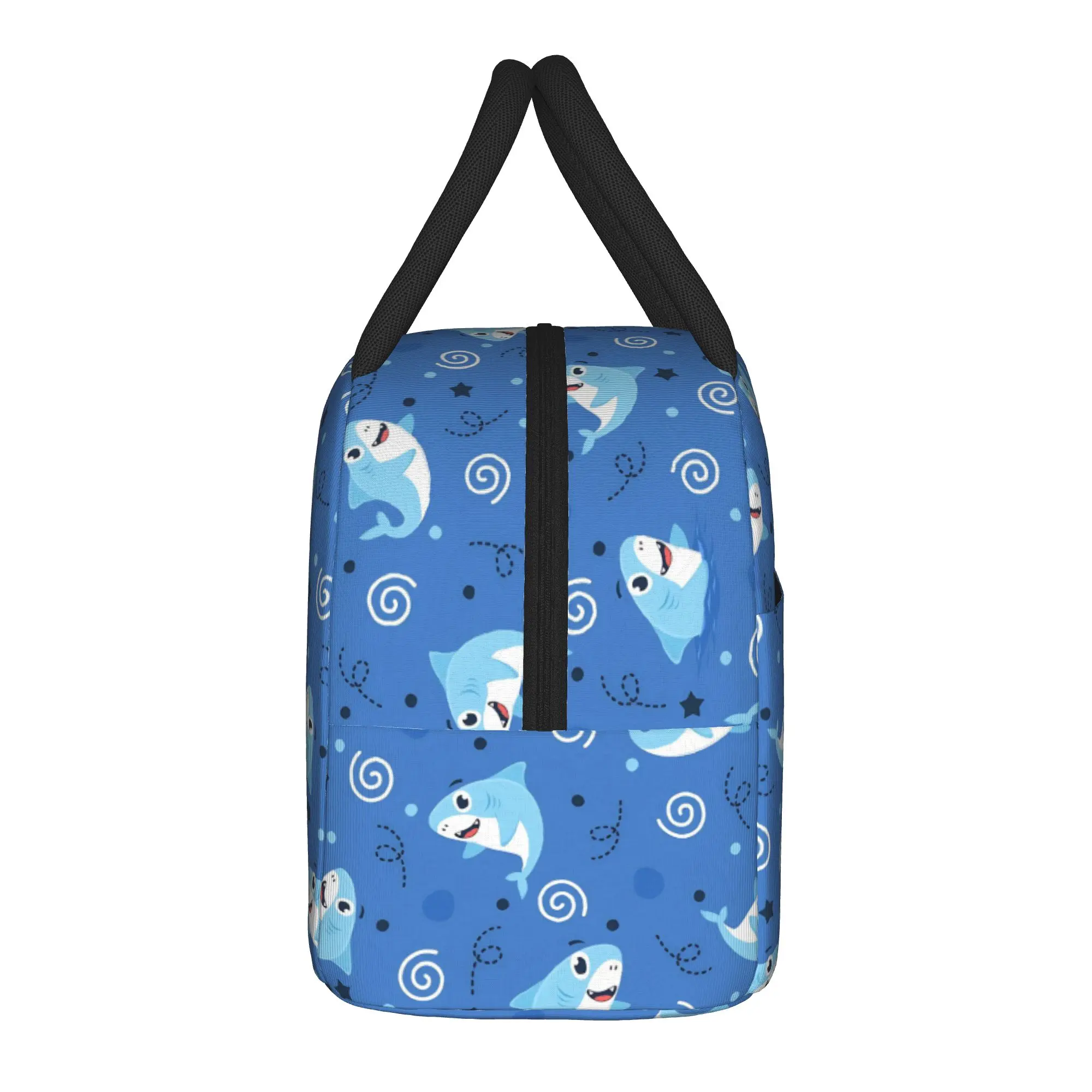 Cute Shark Cartoon Insulated Lunch Bag Portable  Reusable Thermal Bag Tote Lunch Box College  Travel Men Women