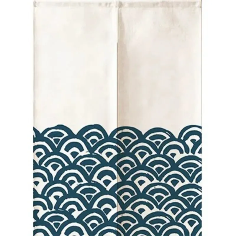 VIKAMA Japanese Wave-Patterned Door Curtain, Half-Length Wave-Patterned Door Curtain, Kitchen Privacy Door Curtain, Home Decor