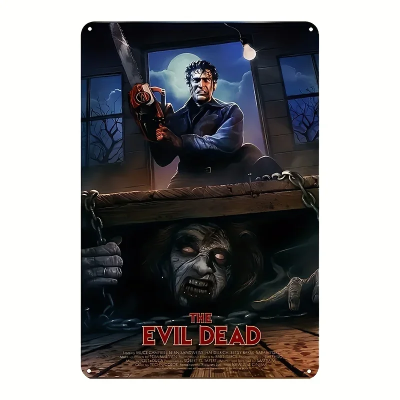 , The Evil Dead Horror Vintage Tin Sign, , Retro Iron Plaque, Waterproof & Dustproof, Pre-Drilled Holes for Home, Bar, Cafe, Gar