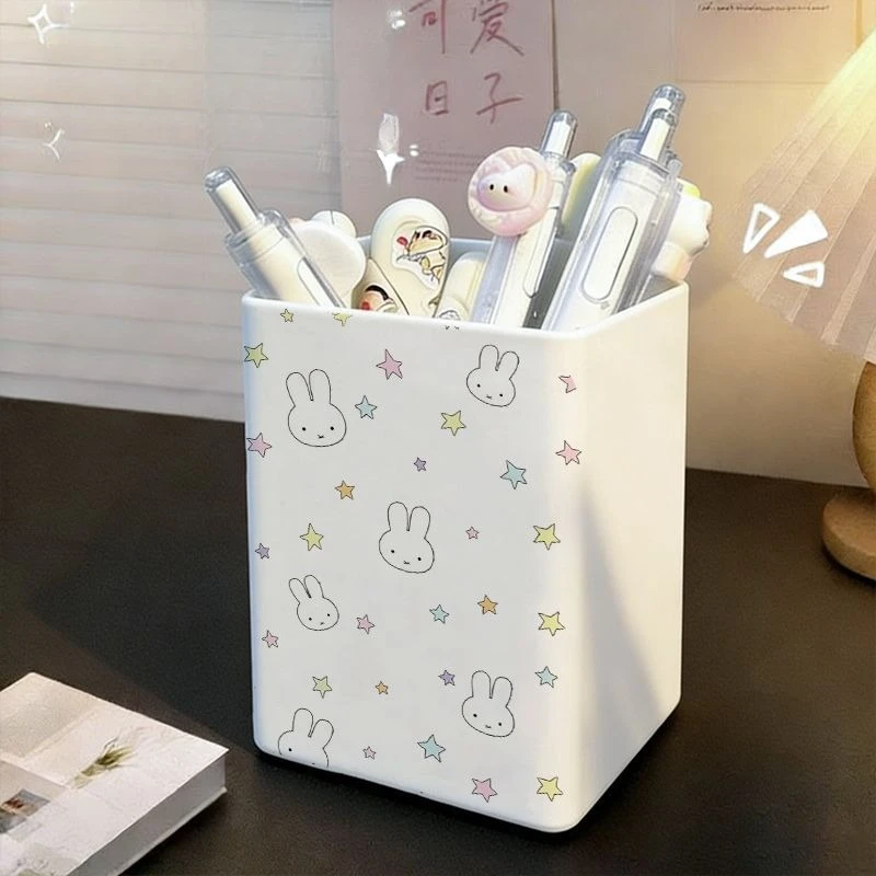 New Miffy Rabbit desktop pen holder creative cartoon stationery ruler storage box multi-functional cosmetic brush storage bucket view 2