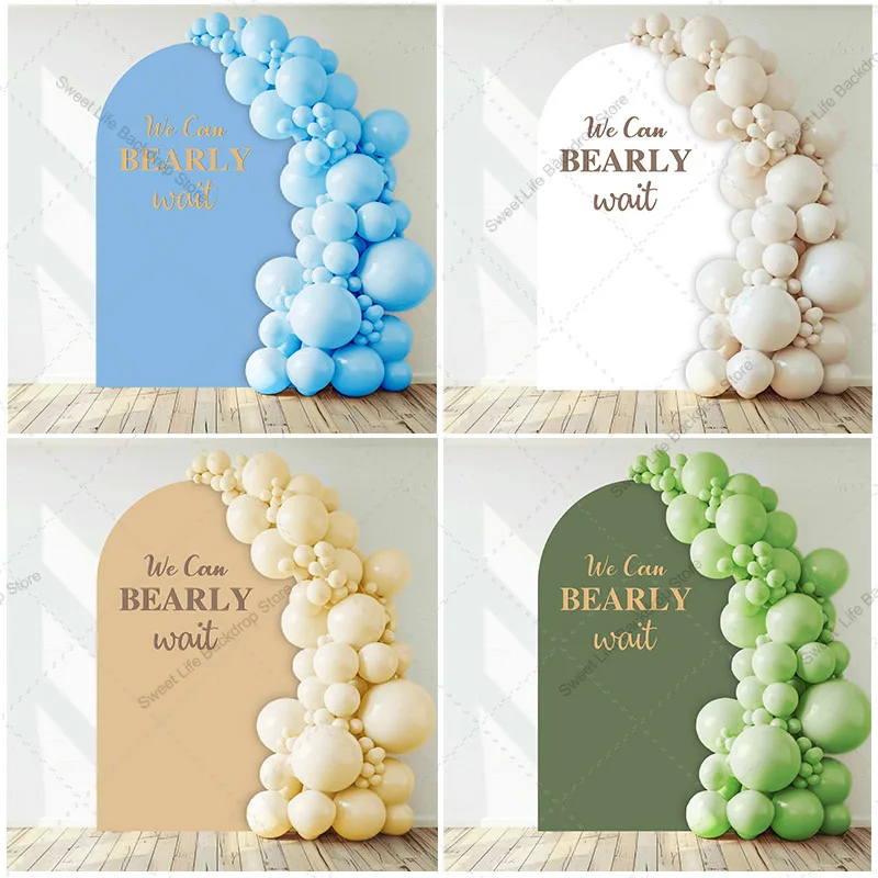 

Baby Shower Birthday Arched Backdrop Cover We Can Bearly Wait Chiara background Cover Party Decorations