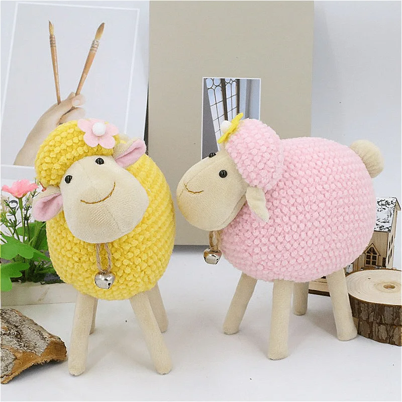 Handmade Crochet Lamb Ornament Cute Creative Finished Sheep Doll Home Desktop Handicraft Ornament Holiday Birthday Gift