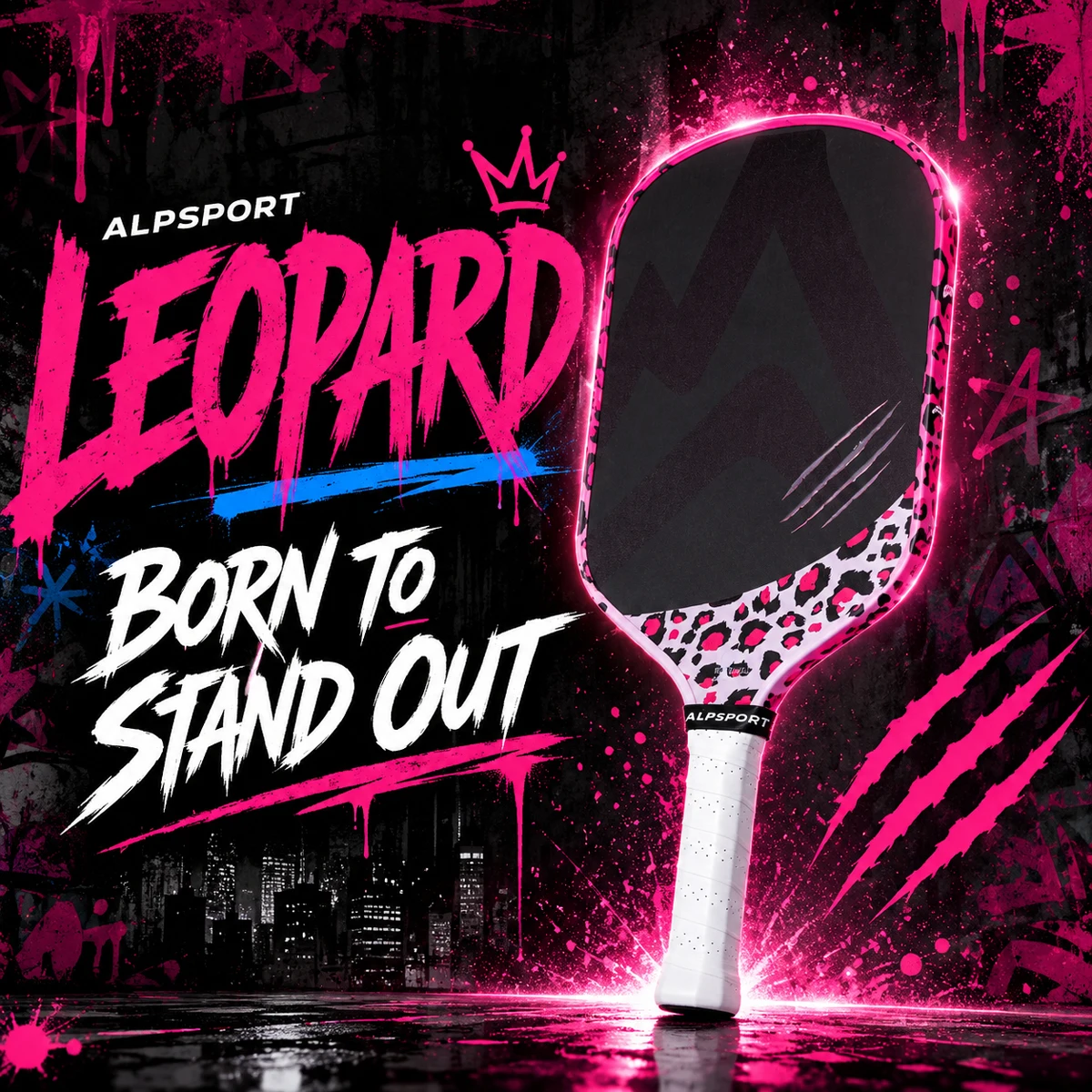 

ALPSPORT Pink Leopard Pickleball Paddle Pro 16mm Carbon Fiber Face 5th Gen EPP Core 210g Light Spin Control Premium Gift For Her
