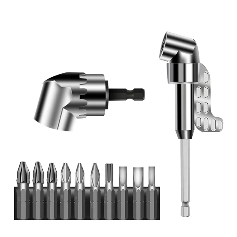 BAAG-Kit adaptador de taladro de ángulo recto mejorado de 105 grados con destornillador de curva multifunción para espacios apretados (2,5 pulgadas y 5,5 pulgadas)