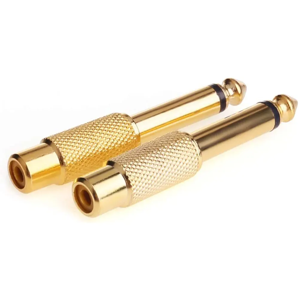 6.35mm Jack Plug Adapter Guitar Amplifier Microphone Mic Amp Gold Plated Famale 3.5mm to Male 6.35mm 1/4 Inch Connector Plug