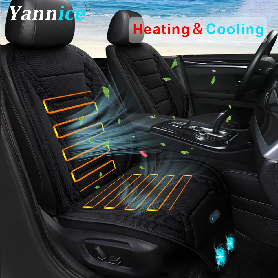 2-in-1 12V Car Cooling & Heating Seat Cushion for All Seasons or Universal USB Summer Ventilated Car Seat Cover Car Accessories