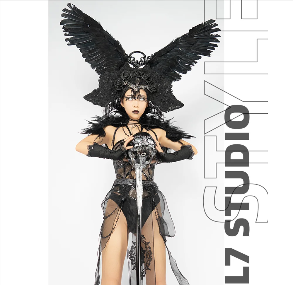 2025 ciemny styl kostium sceniczny klub nocny Bar ubrania na Halloween karnawał odzież festiwalowa Drag Queen Wear Party strój Rave yj89
