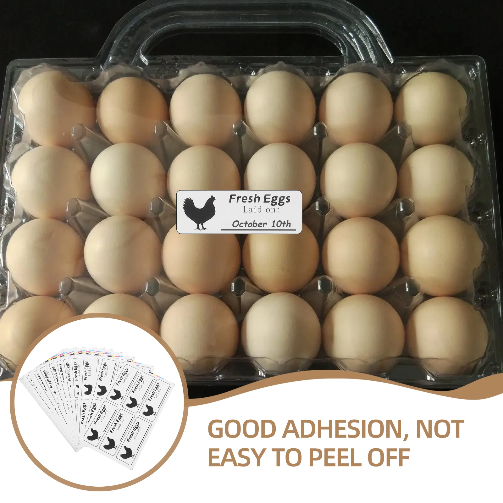 

40 Sheets Handwritten Stickers Farm Fresh Eggs Labels Produce Dates Waterproof Adhesive Egg Carton Tags Grocery Item Marking