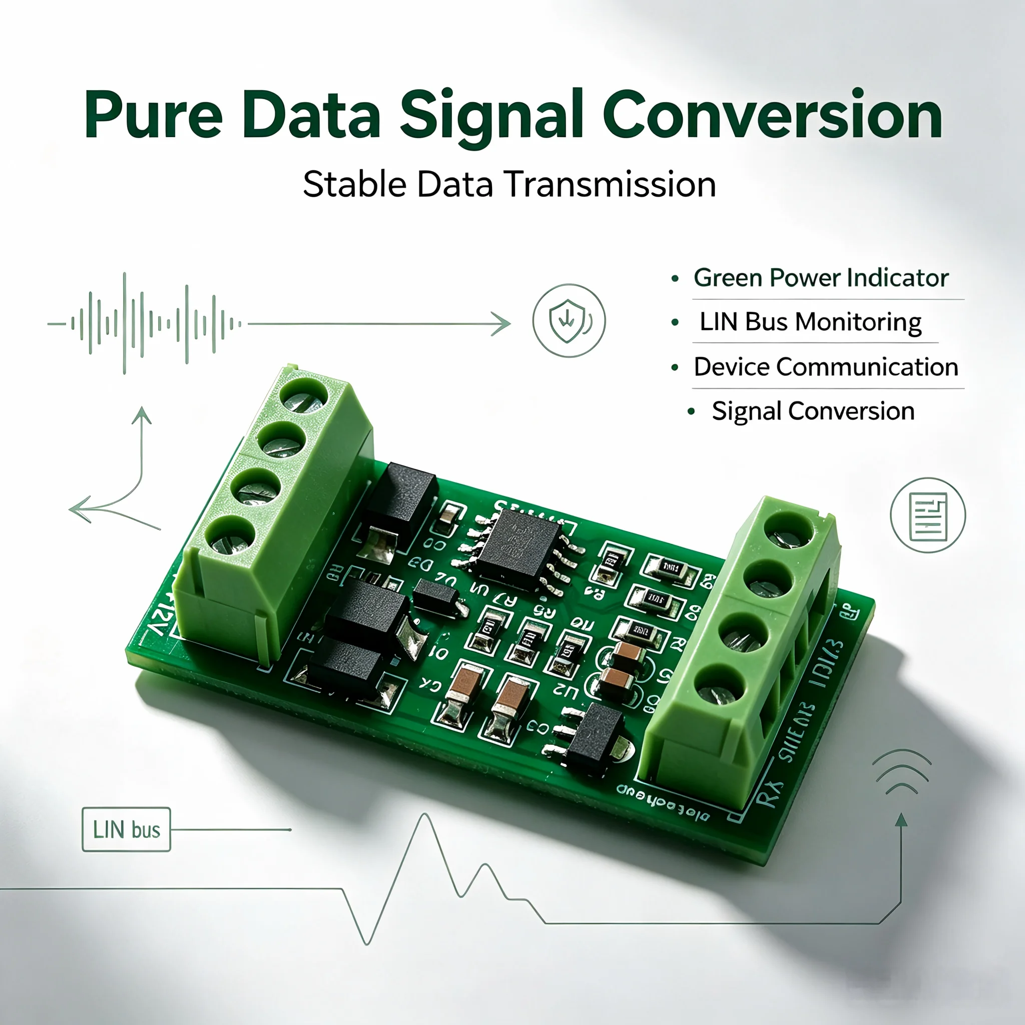 LIN 2.1 SAE J2602 Master Slave Controller Automotive Bus Transceiver Module with UART to CAN RS485 Data Analyze