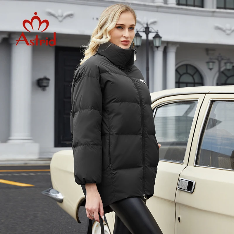 Astrid 2022 winter women\'s jackets Mid-length Coat Hooded Design stand collar parka Female fashion clothing ZR-7574